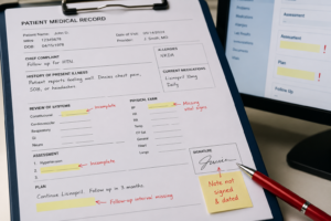 fake medical record with missing information